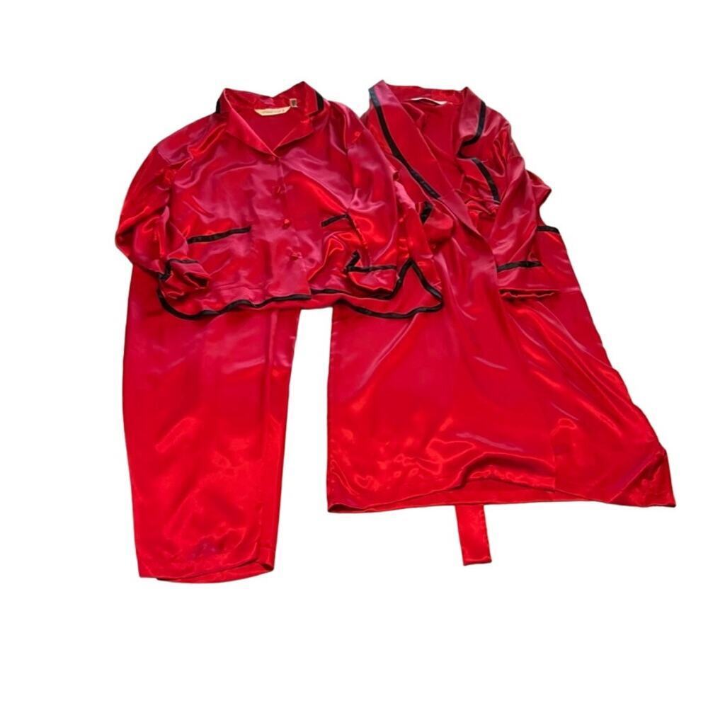 Victoria's Secret 3 piece red pajama set with matching robe L
